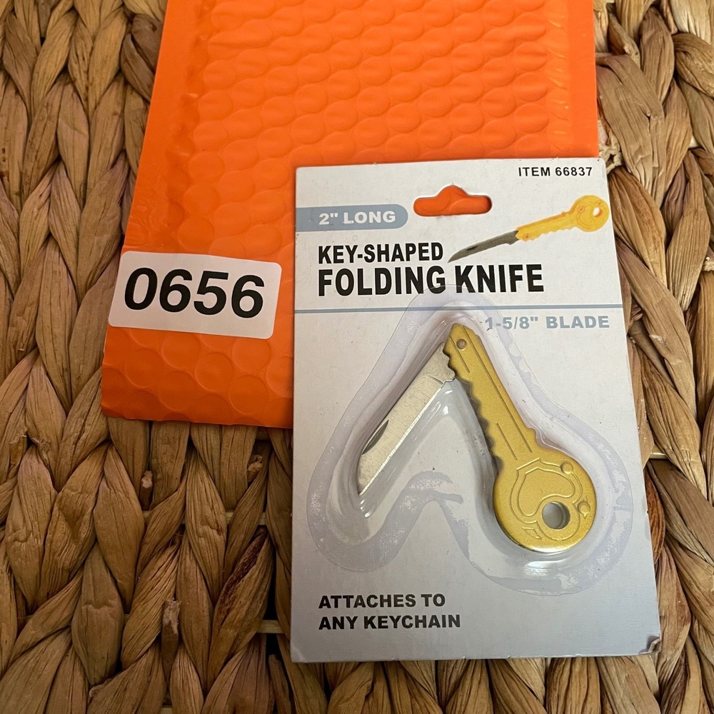 ✅ Harbor Freight Key-Shaped Folding Gold 1-5/8" Blade Item 66837 #️⃣0656
